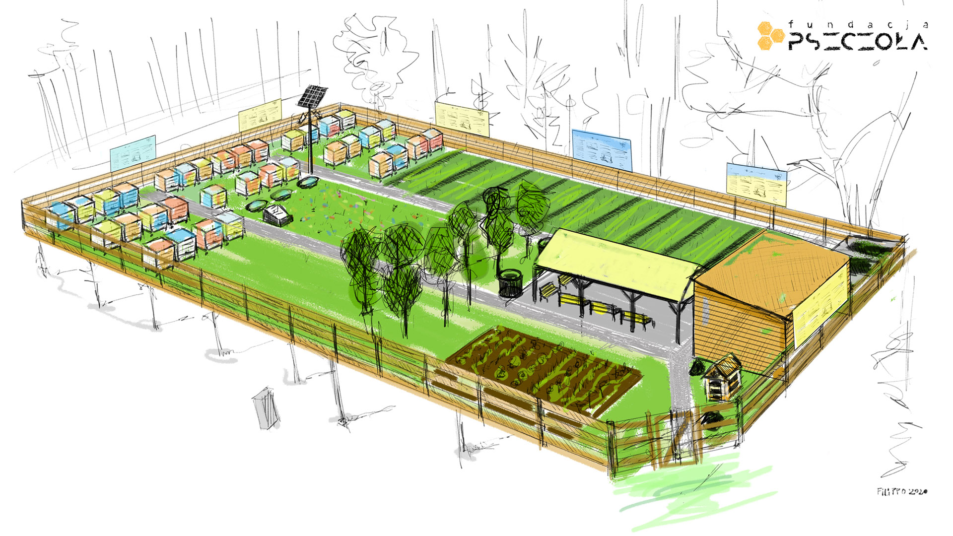 Tak będzie wyglądać Ogród i Pasieka Społeczna w Pile. Fot. Fundacja Pszczoła