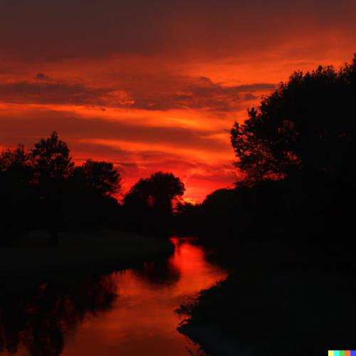 DALL·E 2023-01-07 15.36.36 - Stunning red sunset over Noteć River.