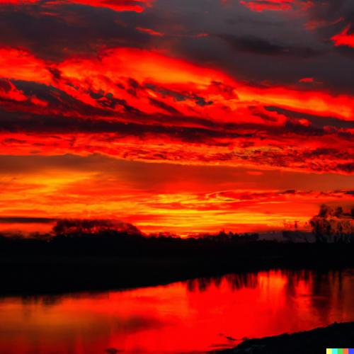 DALL·E 2023-01-07 15.36.48 - Stunning red sunset over Noteć River.