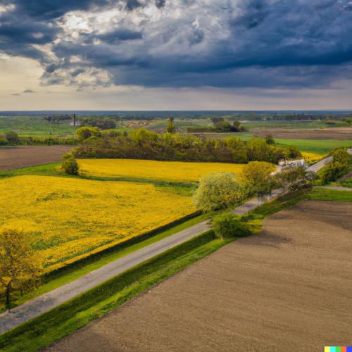 DALL·E 2023-01-08 00.13.34 - Typowy wiosenny krajobraz Północnej Wielkopolski.